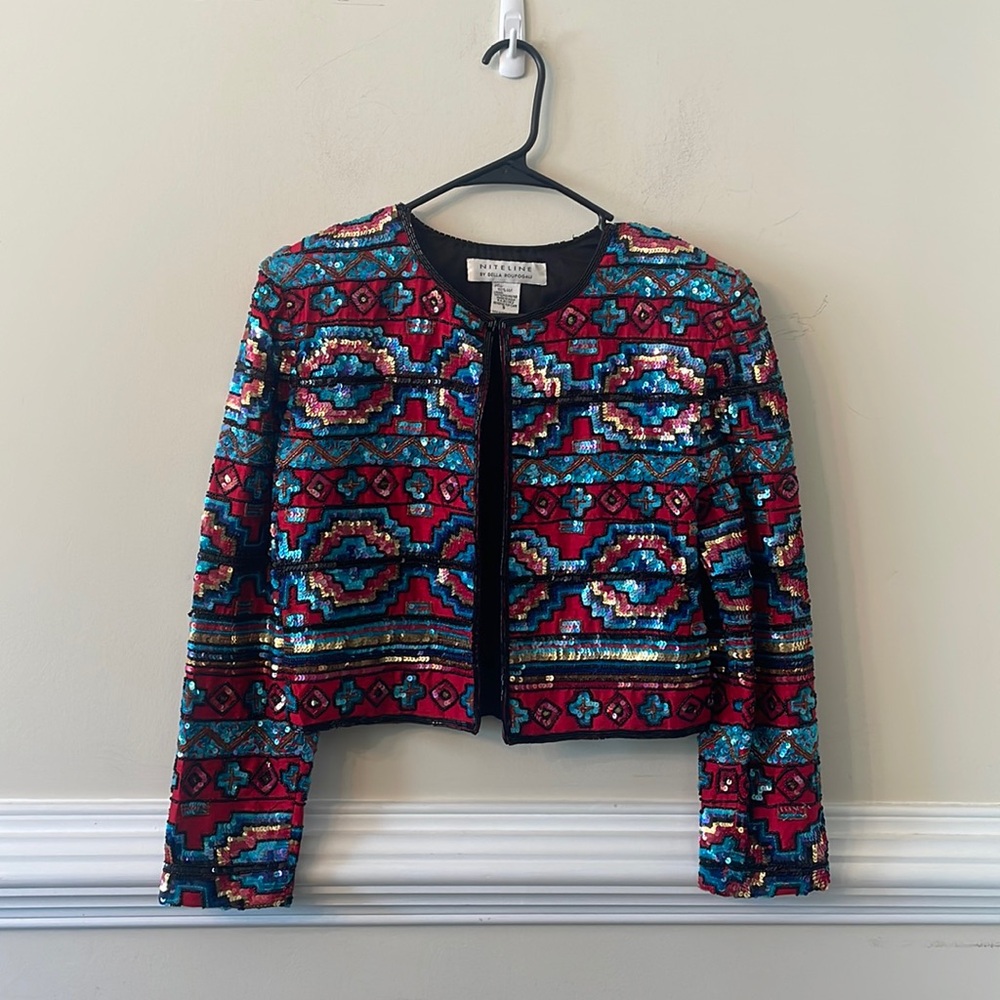Niteline by Della Rougogali sequin crop vintage‎ blazer